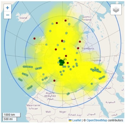 TinyGS Empfangskarte für OE9BKJ im 70cm Band (c) OE9BKJ TinyGS Empfangskarte für OE9BKJ im 70cm Band (c) OE9BKJ